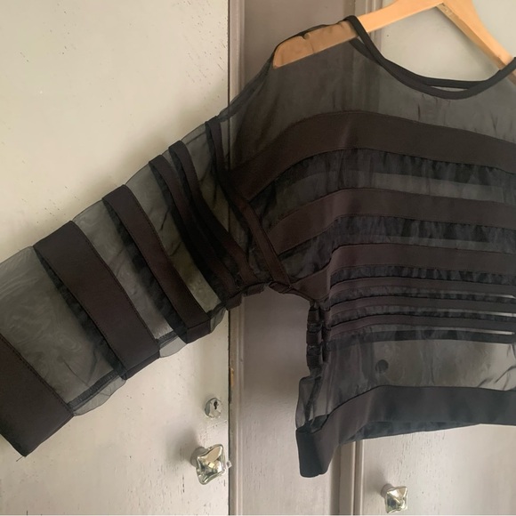 Mustard Seed Black Sheer Boxy Blouse - Picture 3 of 4